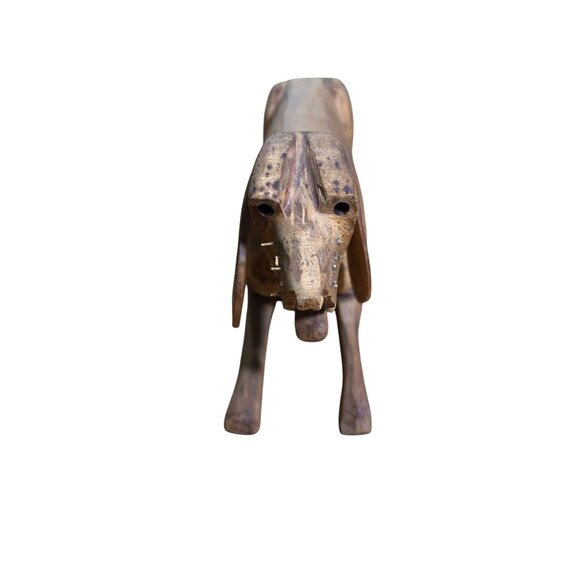 Hand-Carved Wooden Dogs Hound Hunting Schnauzer Figure Primitive Rustic Decor - Picture 9 of 16
